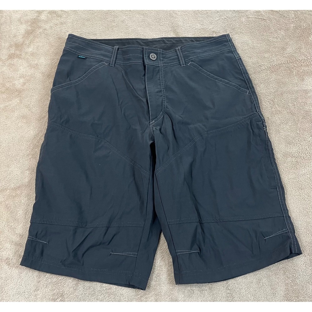 Kuhl Renegade Shorts Men 34 Gray Blue Hiking Nylon Stretch Outdoors Hiking EUC